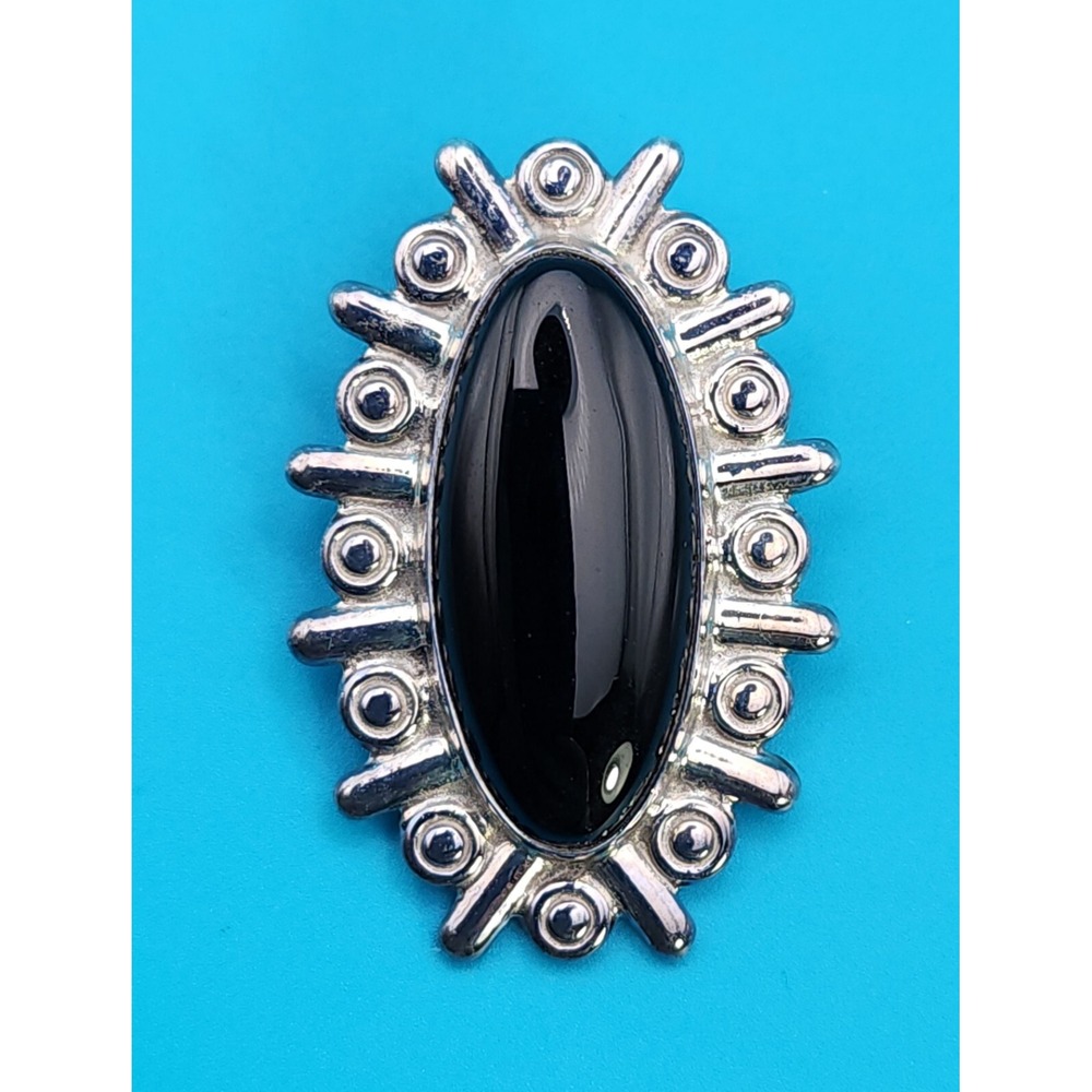 Sterling Silver Pendant & Ring Set Size 9.75 Mexico 925 Signed onyx Large CIJ - Picture 4 of 10